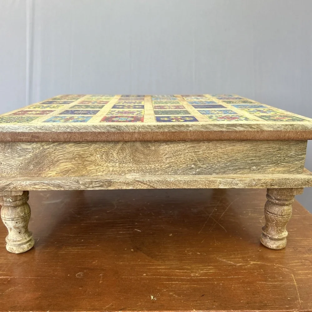 Wood Handmade Top Table Riser Monterrey Style w/36 Colored Tiles. 15
